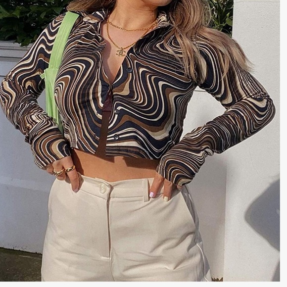 Y2K Vintage Retro Ripple Skirt Set 🤎 - Picture 2 of 5